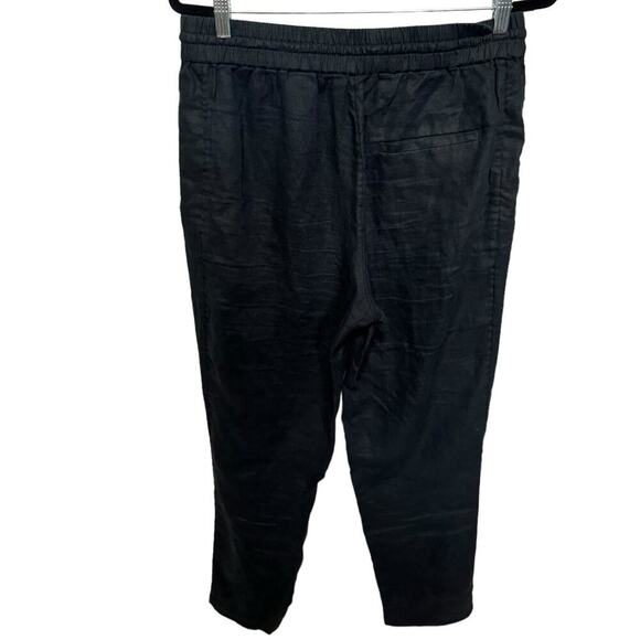 Cos Linen Pants Cuffed Drawstring Loose Fit Ankle In Washed Out Black Size 8 - Picture 6 of 9